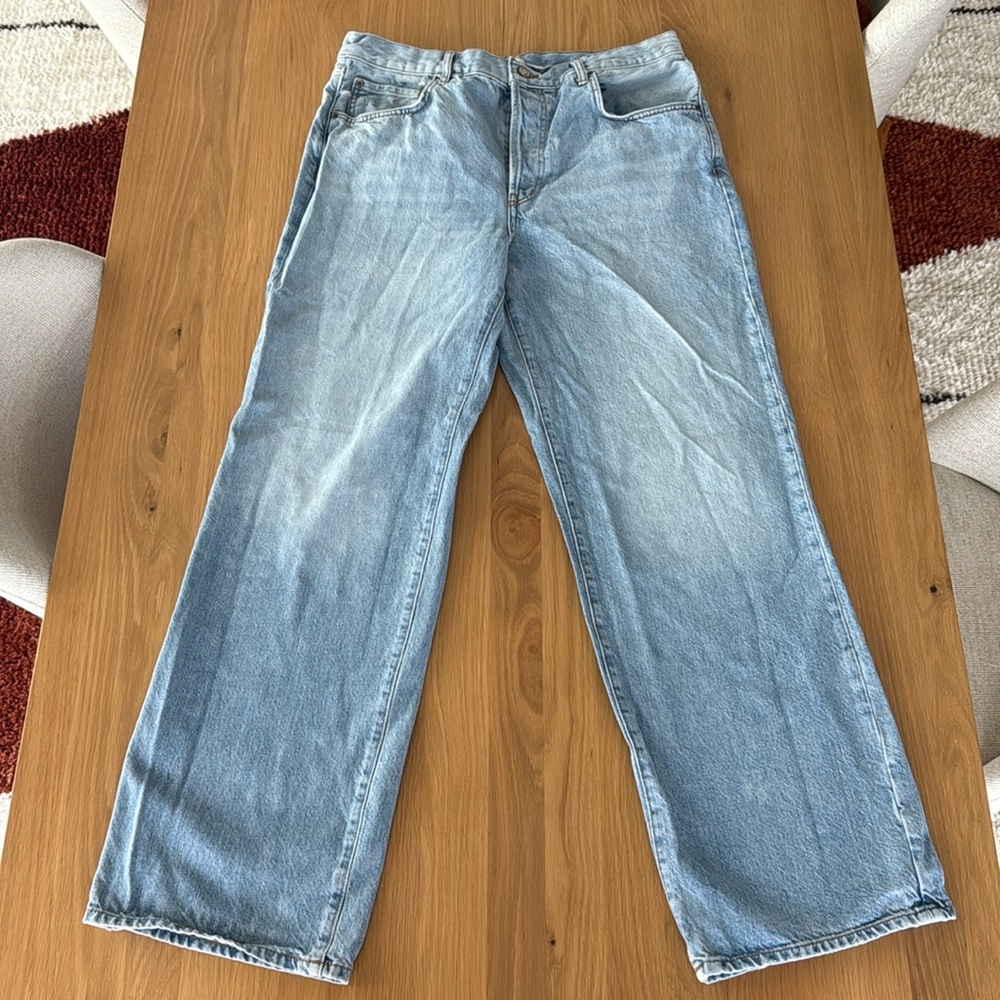 Zara ZW LOOSE FIT LOW-RISE JEANS LIGHT BLUE, size 12, worn
